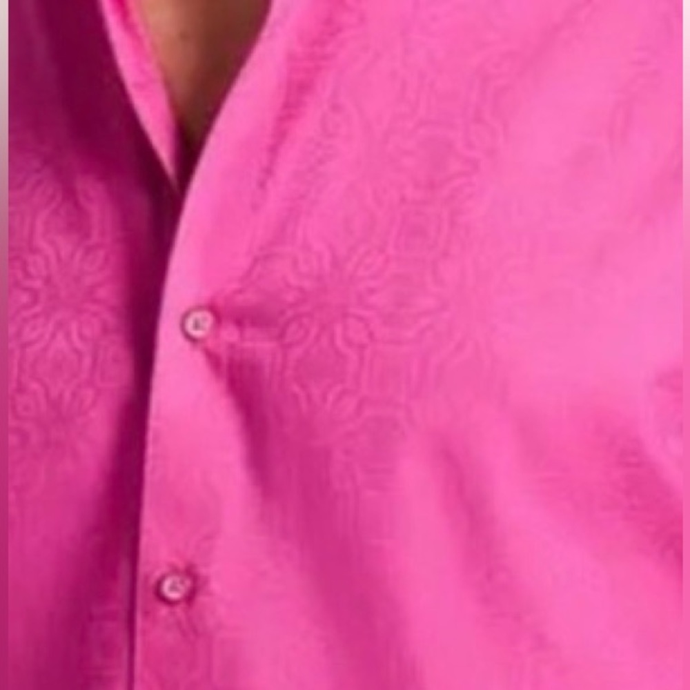 NWT Robert Graham ODYSSEY SHORT SLEEVE BUTTON DOWN SHIRT IN MAGENTA Size L